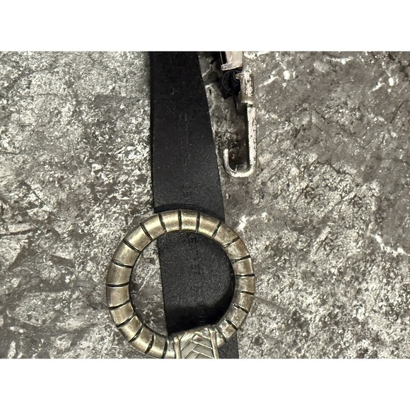 Vintage Chicos Chunky Metal Silver Tone Belt Womens M Leather Art To Wear Boho - Picture 4 of 8